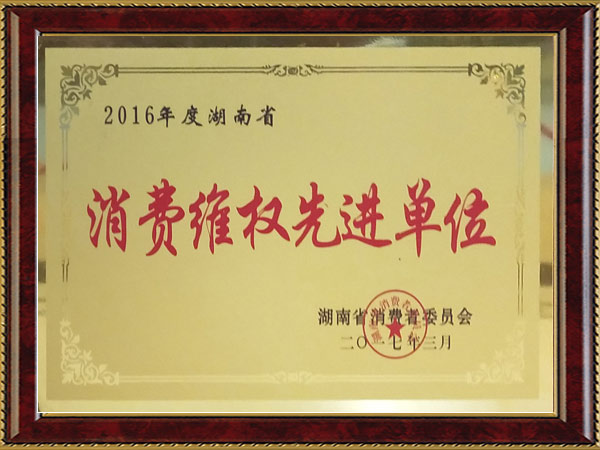 2016年度湖南省消費維權(quán)先進單位